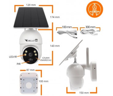 Kamera IP bezprzewodowa 4G LTE obrotowa z panelem solarnym Orllo TZ1 PRO