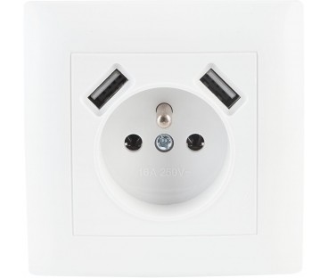 Gniazdo pojedyncze z uziemieniem z USB VCX WESA LC 13A Biały