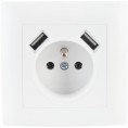 Gniazdo pojedyncze z uziemieniem z USB VCX WESA LC 13A Biały