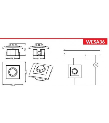 Ściemniacz obrotowy LED  200/600W VCX WESA LC 36A Biały