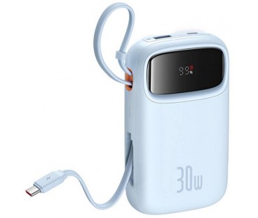 Powerbank Baseus QPow 2 10000mAh 30W z 2 wbudowanymi kablami USB-C - niebieski