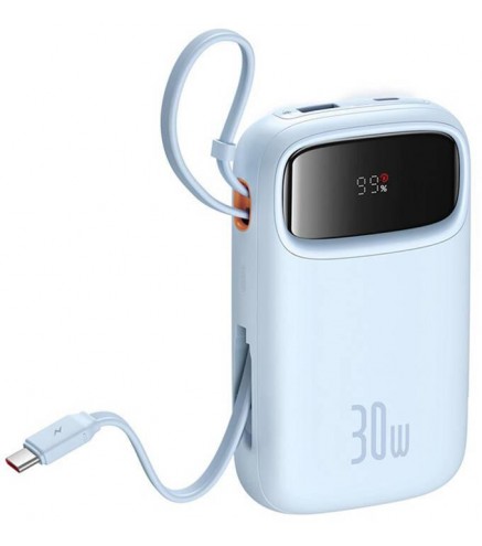 Powerbank Baseus QPow 2 10000mAh 30W z 2 wbudowanymi kablami USB-C - niebieski