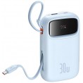 Powerbank Baseus QPow 2 10000mAh 30W z 2 wbudowanymi kablami USB-C - niebieski