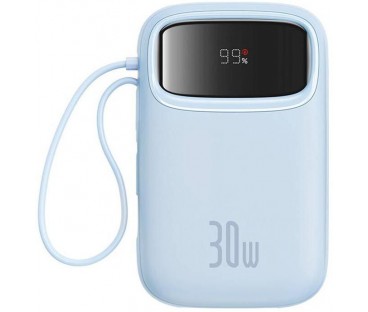 Powerbank Baseus QPow 2 10000mAh 30W z 2 wbudowanymi kablami USB-C - niebieski