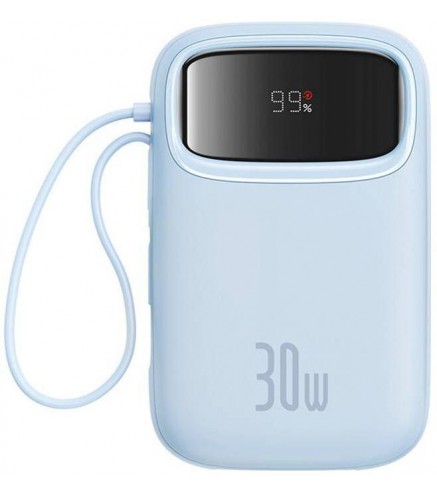 Powerbank Baseus QPow 2 10000mAh 30W z 2 wbudowanymi kablami USB-C - niebieski