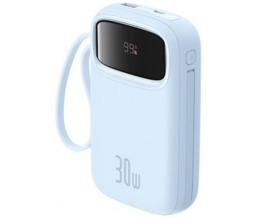Powerbank Baseus QPow 2 10000mAh 30W z 2 wbudowanymi kablami USB-C - niebieski