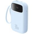 Powerbank Baseus QPow 2 10000mAh 30W z 2 wbudowanymi kablami USB-C - niebieski