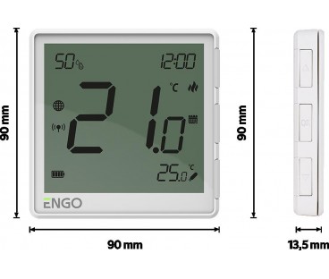 ENGO Controls EONE-BATW - Regulator temperatury, bateryjny (Li-Ion), biały, Internetowy, akumulatorowy, ZigBee, natynkowy