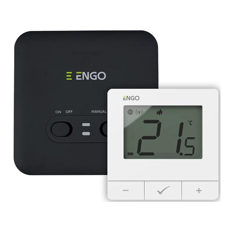 ENGO Controls E20i-W - Regulator temperatury, bezprzewodowy, bateryjny, Wi-Fi, Internetowy, biały, 868MHz