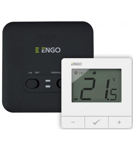 ENGO Controls E20i-W - Regulator temperatury, bezprzewodowy, bateryjny, Wi-Fi, Internetowy, biały, 868MHz