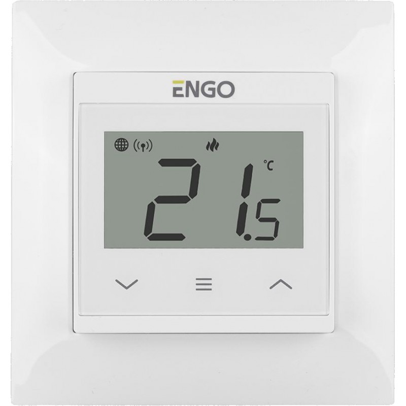 ENGO Controls E55-W - Regulator temperatury do ramki 55x55, 230V, biały, Internetowy, Wi-Fi