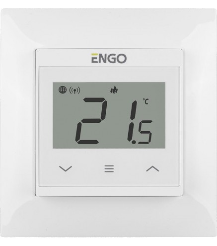 ENGO Controls E55-W - Regulator temperatury do ramki 55x55, 230V, biały, Internetowy, Wi-Fi