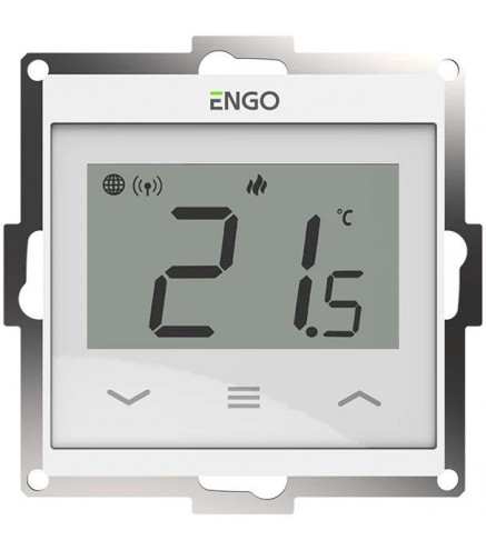 ENGO Controls E55-W - Regulator temperatury do ramki 55x55, 230V, biały, Internetowy, Wi-Fi