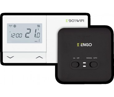 ENGO Controls E901-WIFI - Regulator temperatury bezprzewodowy, Wi-Fi, Internetowy, biały, 868MHz, bateryjny