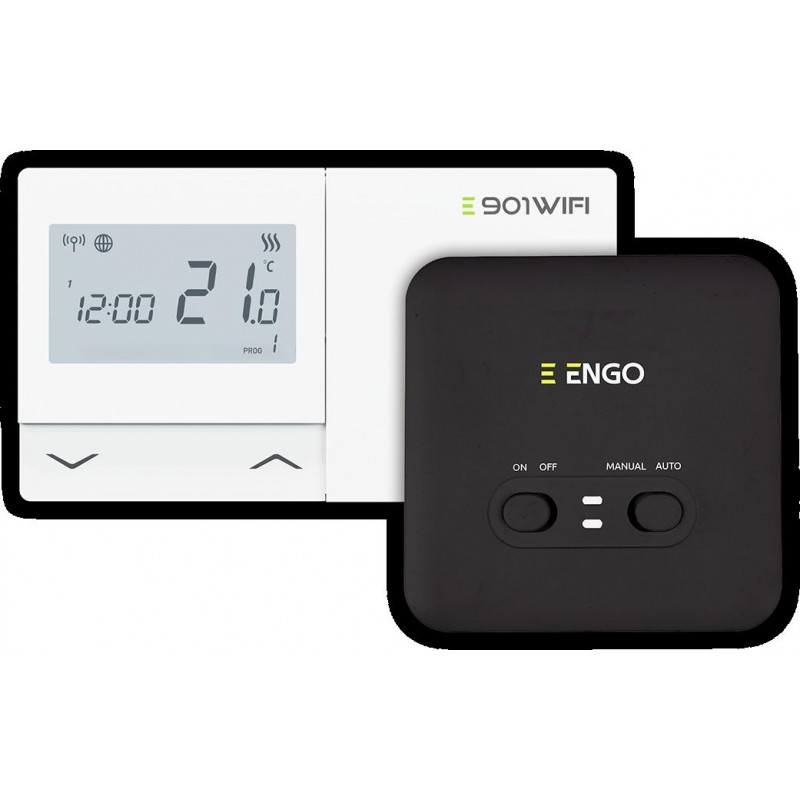 ENGO Controls E901-WIFI - Regulator temperatury bezprzewodowy, Wi-Fi, Internetowy, biały, 868MHz, bateryjny