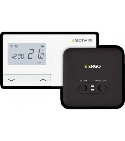 ENGO Controls E901-WIFI - Regulator temperatury bezprzewodowy, Wi-Fi, Internetowy, biały, 868MHz, bateryjny