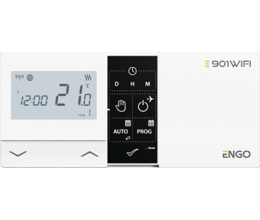 ENGO Controls E901-WIFI - Regulator temperatury bezprzewodowy, Wi-Fi, Internetowy, biały, 868MHz, bateryjny