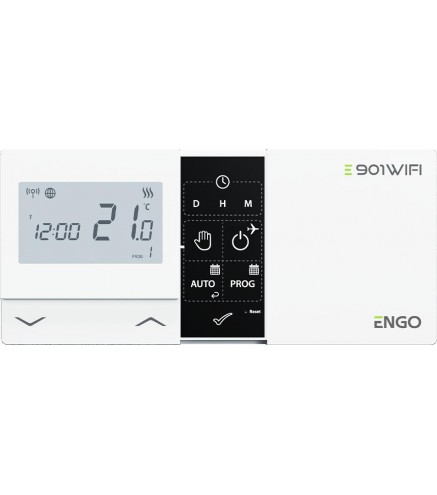 ENGO Controls E901-WIFI - Regulator temperatury bezprzewodowy, Wi-Fi, Internetowy, biały, 868MHz, bateryjny