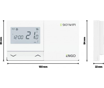 ENGO Controls E901-WIFI - Regulator temperatury bezprzewodowy, Wi-Fi, Internetowy, biały, 868MHz, bateryjny