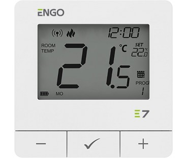 ENGO Controls E7-RFW - Programowany, bezprzewodowy regulator temperatury, biały