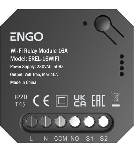 ENGO Controls EREL-16WIFI - Smart Relay  inteligentny przekaźnik Wi-Fi do systemu ENGO Smart, 1x16A, NO-COM