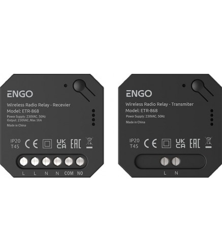ENGO Controls ETR-868 - Przekaźnik bezprzewodowy EngoLink, nadajnik+odbiornik sterowany radiowo, 868Mhz, 230V