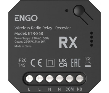 ENGO Controls ETR-868 - Przekaźnik bezprzewodowy EngoLink, nadajnik+odbiornik sterowany radiowo, 868Mhz, 230V