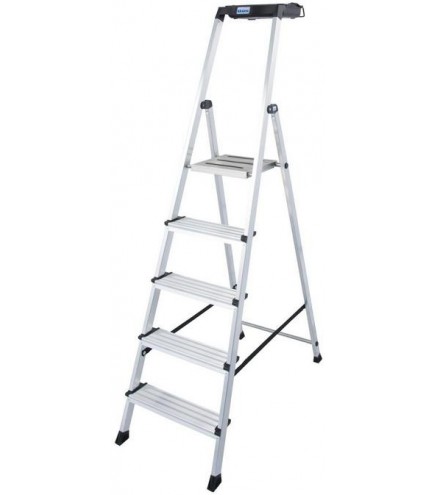 Drabina aluminiowa jednostronna Krause SECURY MultiGrip 1x5 z półką