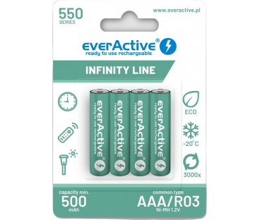 Akumulatorki AAA / R03 Ni-MH everActive 550mAh Infinity Line 3000 cykli (blister 4 szt.)