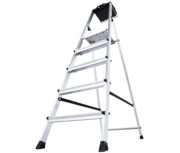 Drabina aluminiowa jednostronna Krause SECURY MultiGrip 1x5 z półką