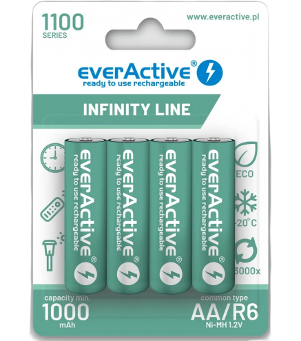 Akumulatorki AA / R06 Ni-MH everActive 1100mAh Infinity Line 3000 cykli (blister 4 szt.)