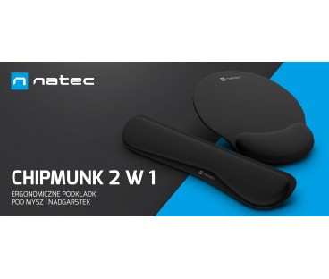 Podkładka pod mysz i nadgarstek Natec Chipmunk 2w1 zestaw ergonomiczny czarny