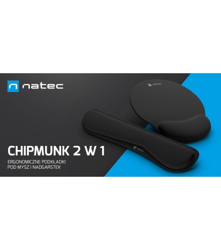 Podkładka pod mysz i nadgarstek Natec Chipmunk 2w1 zestaw ergonomiczny czarny