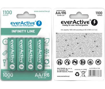 Akumulatorki AA / R06 Ni-MH everActive 1100mAh Infinity Line 3000 cykli (blister 4 szt.)