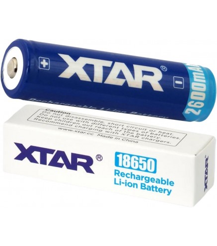 Akumulator 18650 Li-Ion 3,7V Xtar 2600mAh (1 szt.) z zabezpieczeniem