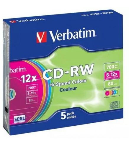 Płyty CD-RW Verbatim Colour SL (5szt)