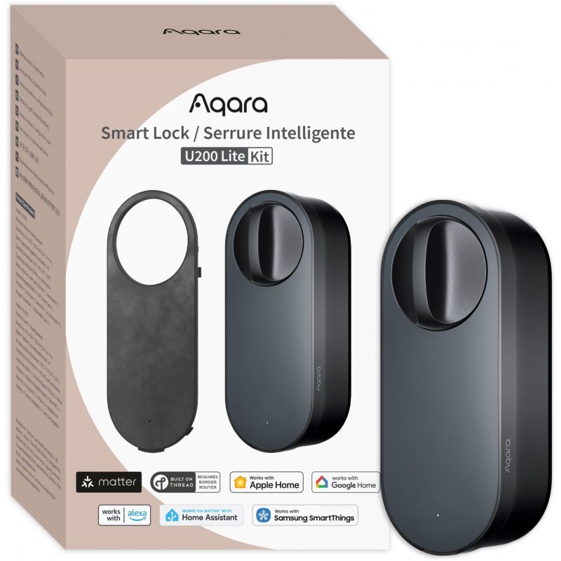 Aqara Smart Lock U200 Lite Czarny Inteligentny zamek do drzwi EL-D03D