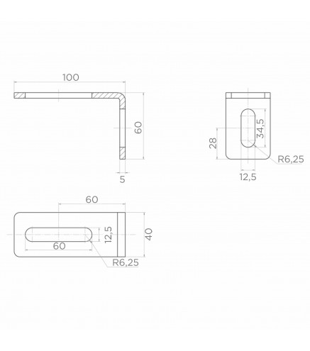 Kątownik PSG 60.041.7016 rolki prowadzącej 100x60mm, antracytowy RAL7016