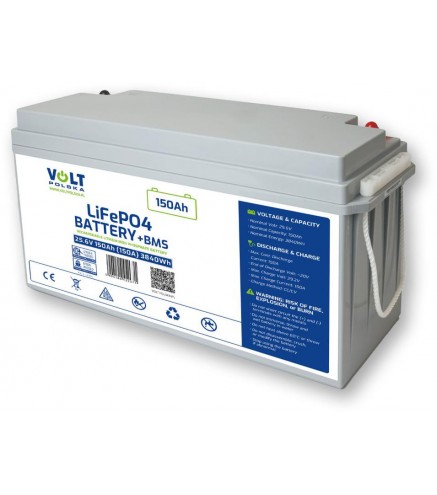 AKUMULATOR VOLT POLSKA LITOWO-ŻELAZOWO-FOSFORANOWY LiFePO4 25,6V 150Ah 150A
