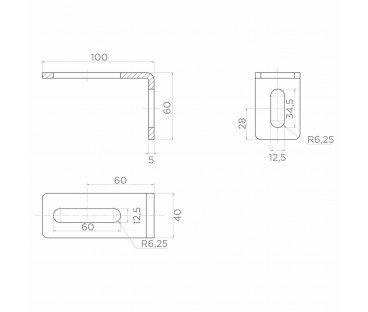 Kątownik PSG 60.041.9005 rolki prowadzącej 100x60mm, czarny RAL9005