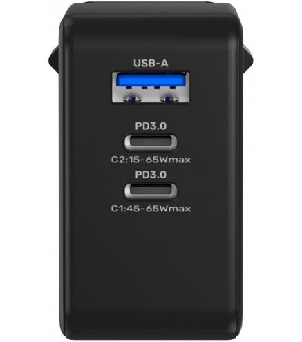 Ładowarka sieciowa Unitek GaN, PD 65W, podróżna, 3 porty