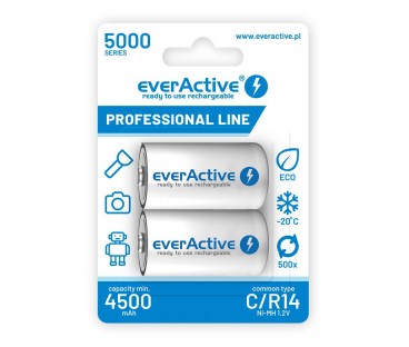 Akumulatorki C / R14 everActive Ni-MH Ni-MH 5000 mAh Professional line (box 2 szt.)