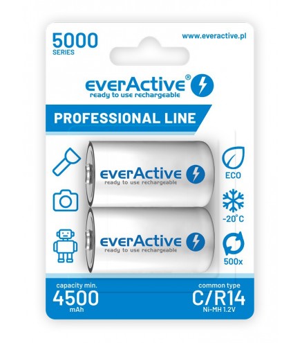 Akumulatorki C / R14 everActive Ni-MH Ni-MH 5000 mAh Professional line (box 2 szt.)