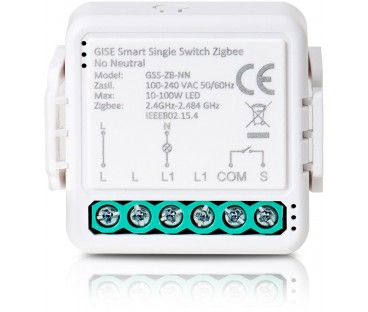 GISE Smart Pojedynczy moduł przekaźnikowy (bez N) Zigbee | Tuya | GSS-ZB-NN
