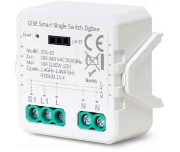 GISE Smart Pojedynczy moduł przekaźnikowy (bez N) Zigbee | Tuya | GSS-ZB-NN