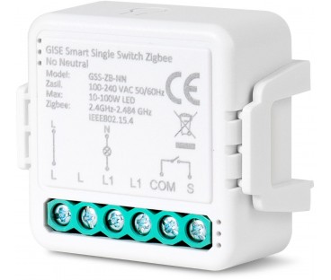 GISE Smart Pojedynczy moduł przekaźnikowy (bez N) Zigbee | Tuya | GSS-ZB-NN