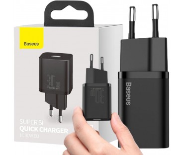 ŁADOWARKA SIECIOWA Baseus Super Si Quick Charger 1C CCSUP-J01 30W 1x USB-C PD 3.0 QC 3.0 CZARNA