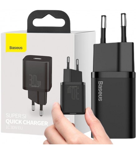 ŁADOWARKA SIECIOWA Baseus Super Si Quick Charger 1C CCSUP-J01 30W 1x USB-C PD 3.0 QC 3.0 CZARNA