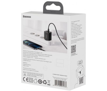 ŁADOWARKA SIECIOWA Baseus Compact Quick Charger CCXJ-B01 20W 1x USB-A 1x USB-C PD 3.0 QC 3.0 CZARNA