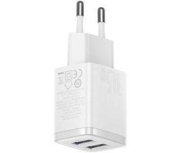 ŁADOWARKA SIECIOWA Baseus Compact Charger CCXJ010202 10.5W 2x USB-A BIAŁA